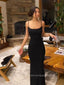 Popular Spaghetti Straps Black Mermaid Long Evening Prom Dresses, PM0187