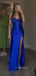 Formal Spaghetti Straps Long Evening Prom Dresses, Royal Blue Satin Prom Dress, PM0199