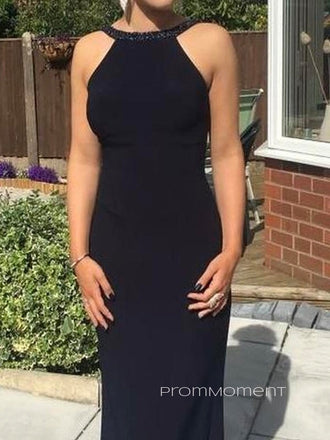 Formal Black Satin Mermaid Backless Strapless Long Evening Prom Dresses, PM0212