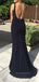 Formal Black Satin Mermaid Backless Strapless Long Evening Prom Dresses, PM0212