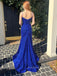 Sequins Mermaid Spathetti Straps Deep V-neck Sparkly Long Evening Prom Dresses, PM0214