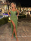 Sparkly Green Sequins Mermaid High Slit  Strapless Long Evening Prom Dresses, PM0217