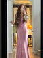 Sheath Pink Mermaid Spaghetti Straps Long Evening Prom Dresses, Sexy Backless Prom Dress, PM0222