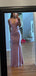 Sheath Pink Mermaid Spaghetti Straps Long Evening Prom Dresses, Sexy Backless Prom Dress, PM0222