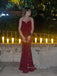 Sequins Red V-neck Backless Spaghetti Straps Long Evening Prom Dresses, PM0225