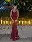 Sequins Red V-neck Backless Spaghetti Straps Long Evening Prom Dresses, PM0225