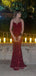 Sequins Red V-neck Backless Spaghetti Straps Long Evening Prom Dresses, PM0225