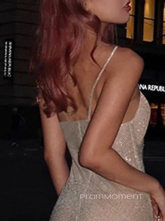 Elegant Sequins Mermaid Backless Long Evening Prom Dresses, PM0228