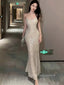 Sparkly Spaghetti Straps Backless Sleeveless Bateau Long Evening Prom Dresses, PM0229