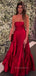 Morden Strapless A-line Long Evening Prom Dresses, Blackless Red Prom Dress, PM0237