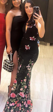 Unique Lace V-neck Long Evening Prom Dresses, Mermaid V-back Prom Dress, PM0240