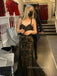 Backless V-neck Lace Mermaid Long Evening Prom Dresses, Sexy Black Strape Prom Dress, PM0243