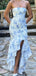Unique Strapless Mermaid Long Evening Prom Dresses, Side Slit Sleeveless Prom Dress, PM0244