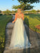 Light Blue A-line Deep V-neck Backless Long Evening Prom Dresses, Lovely Tulle Prom Dress, PM0250