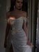 Off Shoulder Sequins Side Silt Long Evening Prom Dresses, Sparkly High Slit Prom Dress, PM0252