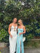 Blue Satin Spaghetti Straps Backless Long Evening Prom Dresses, PM0269