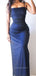 Black Chiffon Blue Spaghetti Straps Long Evening Prom Dresses, Sleeveless Backless Prom Dress, PM0270