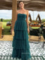 Elegant Tulle A-lin Sleeveless Strapless Backless Long Evening Prom Dresses, PM078