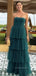 Elegant Tulle A-lin Sleeveless Strapless Backless Long Evening Prom Dresses, PM078
