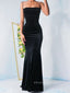 Mernaid Spaghetti Straps Sleeveless Long Evening Prom Dresses, Velvet Black Prom Dress, PM0287