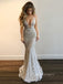 Lace Deep V-neck Backless Mermaid Long Evening Prom Dresses, Gorgeous Floor-length Wedding Dress, PM0288