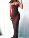 Popular Spaghetti Straps Mermaid Long Evening Prom Dresses, Black Red Backless Prom Dress, PM0289