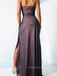 Side Slit Sleeveless Spaghetti Straps Long Evening Prom Dresses, Black Chiffon Pink Prom Dress, PM0290