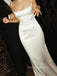 Mermaid Ivory Spaghetti Strasps Long Evening Prom Dresses, Simple Sleeveless Wedding Dress, PM0292