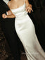 Mermaid Ivory Spaghetti Strasps Long Evening Prom Dresses, Simple Sleeveless Wedding Dress, PM0292