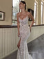 Sparkly Sequins Backless Mermaid Long Evening Prom Dresses, V-neck Spaghetti Straps Prom Dress, PM0299