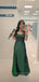 Emerald Green A-line Off Shoulder Long Evening Prom Dresses, Strapless V-neck Prom Dress, PM0294
