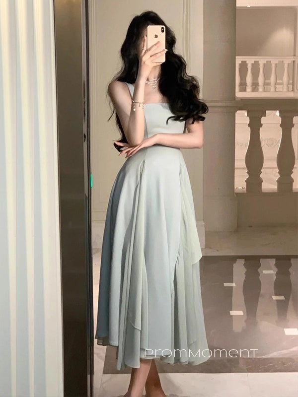 Popular Chiffon A-line Straps Sleeveless Long Evening Prom Dresses, PM0297