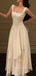 Lovely A-line White Backless Straps Long Evening Prom Dresses, PM0298