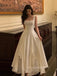 Lovely A-line White Backless Straps Long Evening Prom Dresses, PM0298