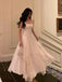 Lovely A-line White Backless Straps Long Evening Prom Dresses, PM0298