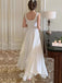 Lovely A-line White Backless Straps Long Evening Prom Dresses, PM0298