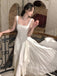 Lovely A-line White Backless Straps Long Evening Prom Dresses, PM0298