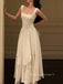 Lovely A-line White Backless Straps Long Evening Prom Dresses, PM0298