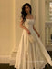 Lovely A-line White Backless Straps Long Evening Prom Dresses, PM0298