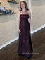 Black Lace Spaghetti Straps A-line Long Evening Prom Dresses, Backless Sleeveless Prom Dress, PM0303