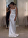 White Mermaid Straps Long Evening Prom Dresses, Formal Sleeveless Wedding Dress, PM0304