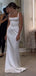 White Mermaid Straps Long Evening Prom Dresses, Formal Sleeveless Wedding Dress, PM0304