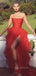 Red Floor-length High Slit Strapless Sleeveless Backless A-line Long Evening Prom Dresses, PM0310