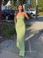 Sparkly Green Spaghetti Straps Mermaid Long Evening Prom Dresses, Sleeveless Backless Prom Dress, PM0311