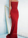 Mermaid Backless Spaghetti Straps Long Evening Prom Dresses, Sparkly Red Prom Dress, PM0312