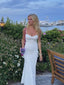 Lovely Sweetheart White Mermaid Long Evening Prom Dresses, Sexy Spaghetti Straps Prom Dress, PM0313