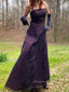 Black Lace Purple Spaghetti Straps Long Evening Prom Dresses, A-line Backless Prom Dress, PM0323