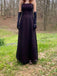 Black Lace Purple Spaghetti Straps Long Evening Prom Dresses, A-line Backless Prom Dress, PM0323