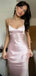 Popular Pink Satin Mermaid Long Evening Prom Dresses, Spaghetti Straps V-neck Prom Dress, PM0329