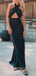 Unique Backless Halter Black Sleeveless Long Evening Prom Dresses, PM0337